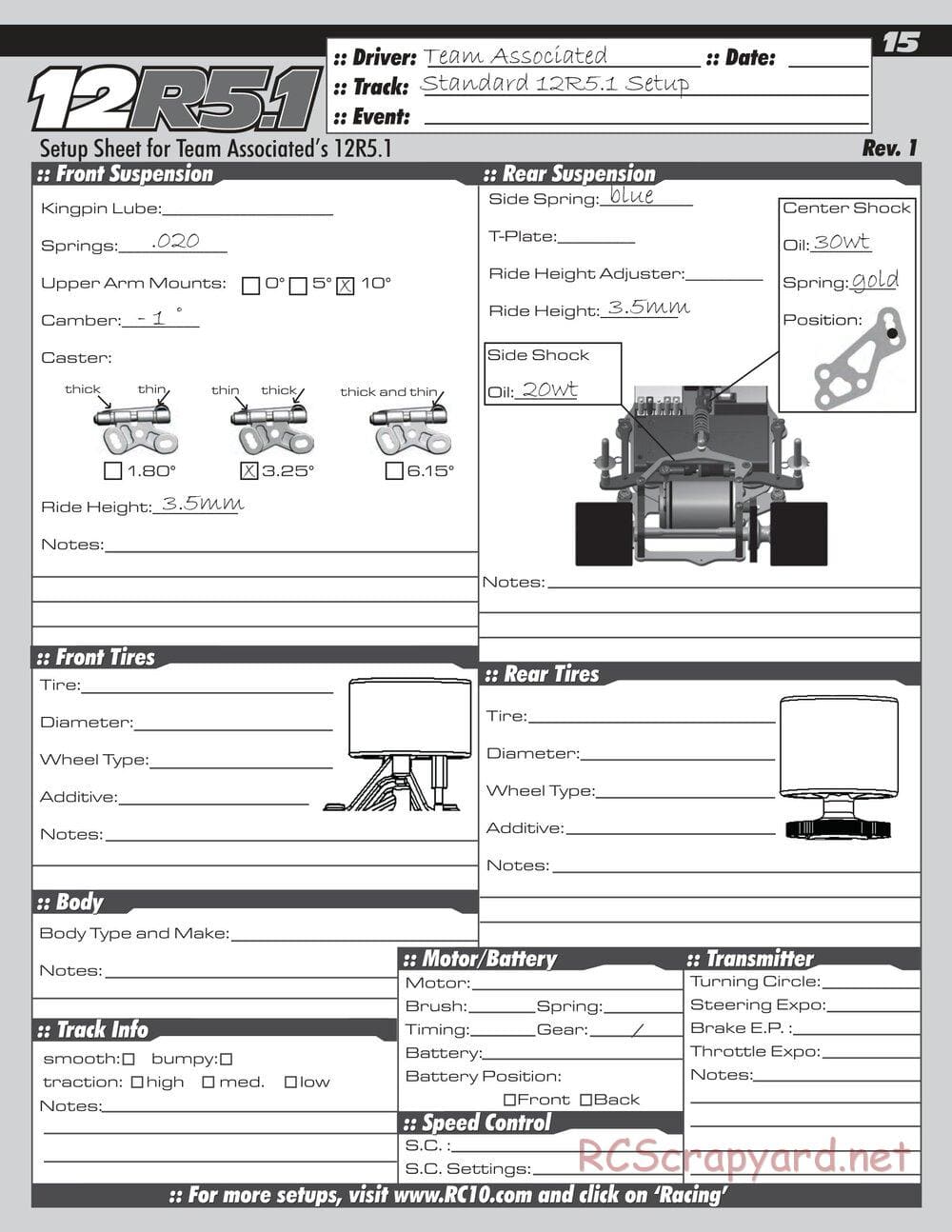 Team Associated - RC12R5.1 Factory Team - Manual - Page 15