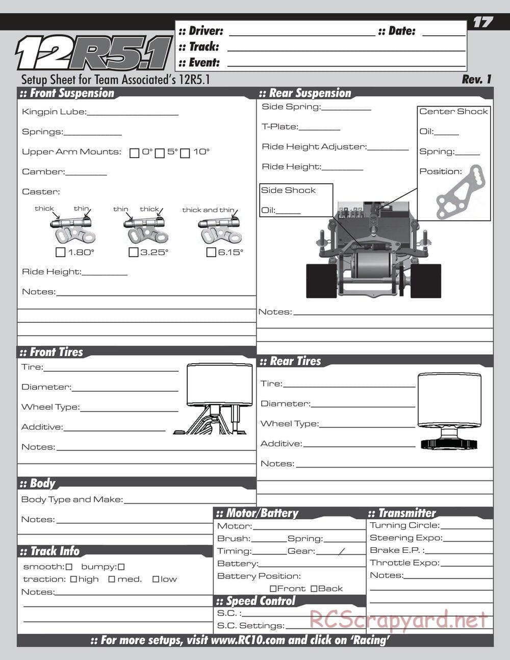 Team Associated - RC12R5.1 Factory Team - Manual - Page 17