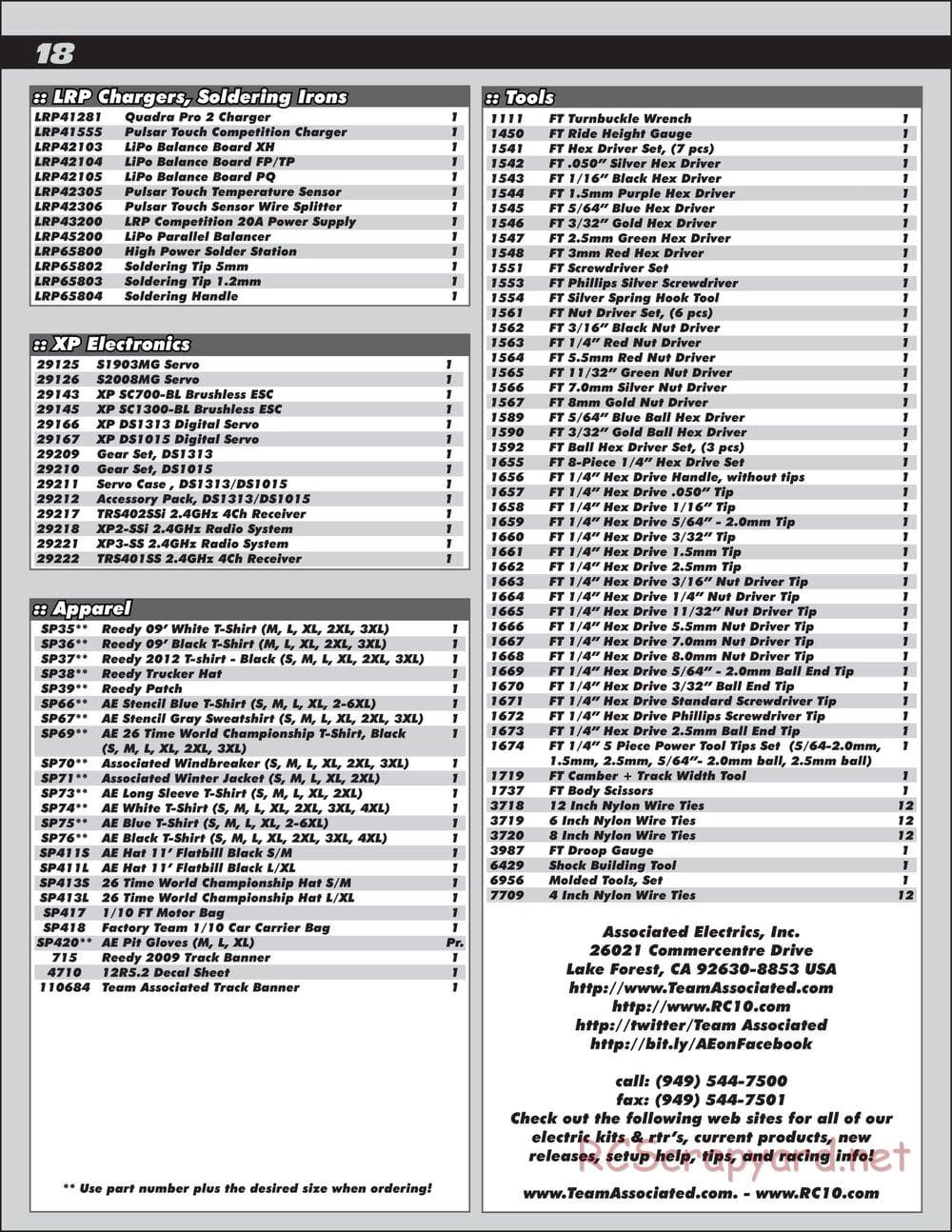 Team Associated - RC12R5.2 Factory Team - Manual - Page 18