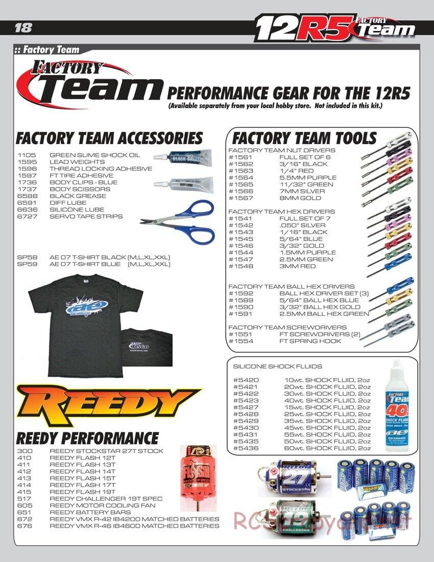 Team Associated - RC12R5 Factory Team - Manual - Page 18