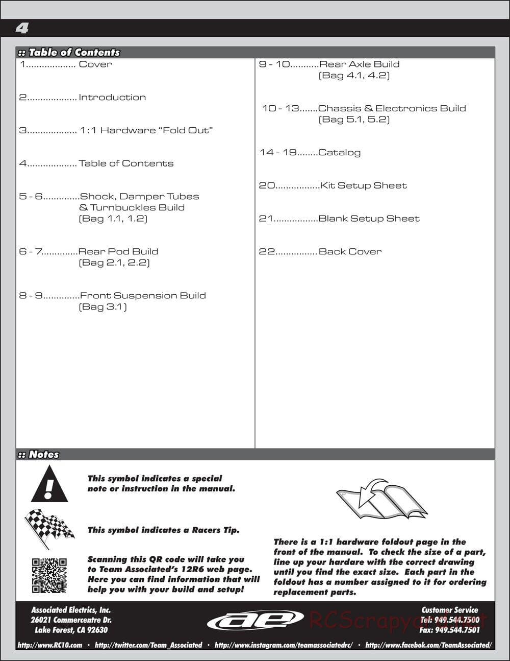 Team Associated - RC12R6 Factory Team - Manual - Page 4