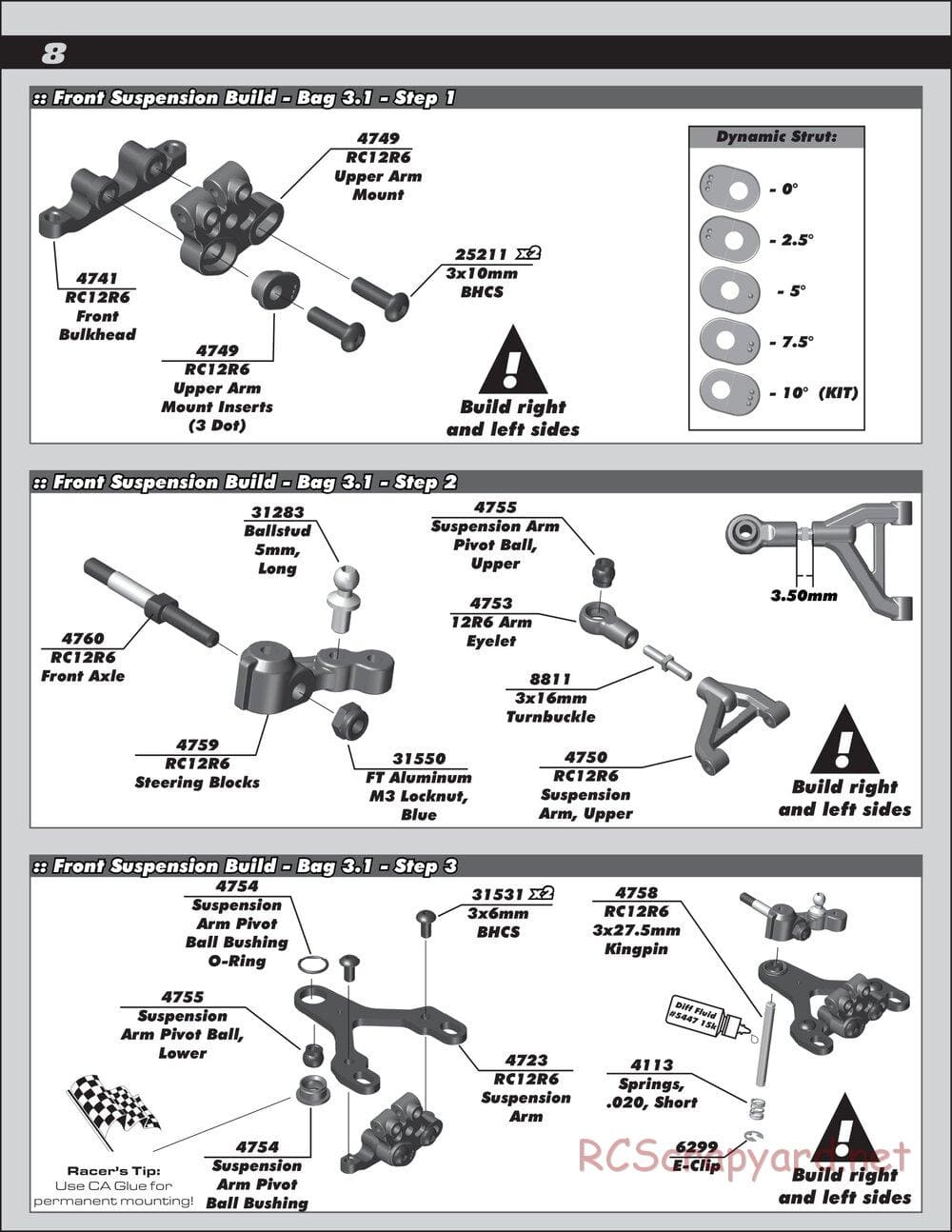 Team Associated - RC12R6 Factory Team - Manual - Page 8