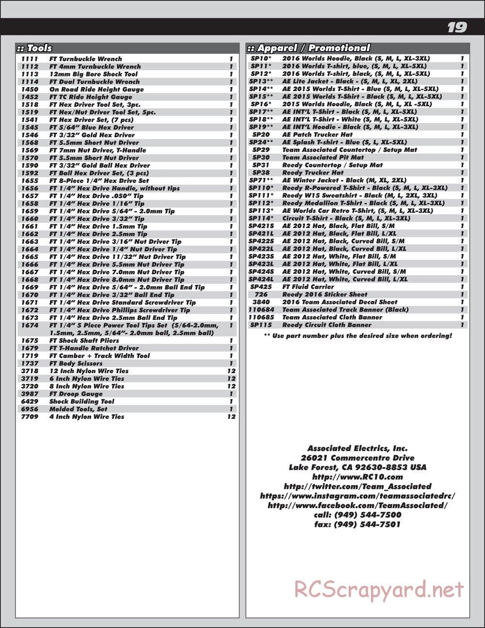 Team Associated - RC12R6 Factory Team - Manual - Page 19