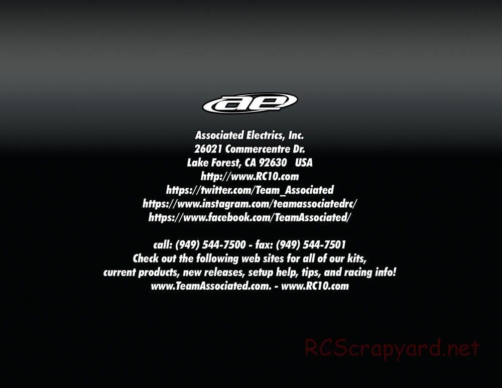 Team Associated - RC12R6 Factory Team - Manual - Page 22