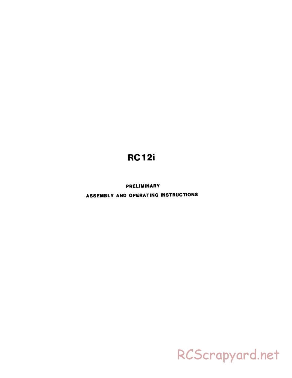 Team Associated - RC12i - Manual - Page 1