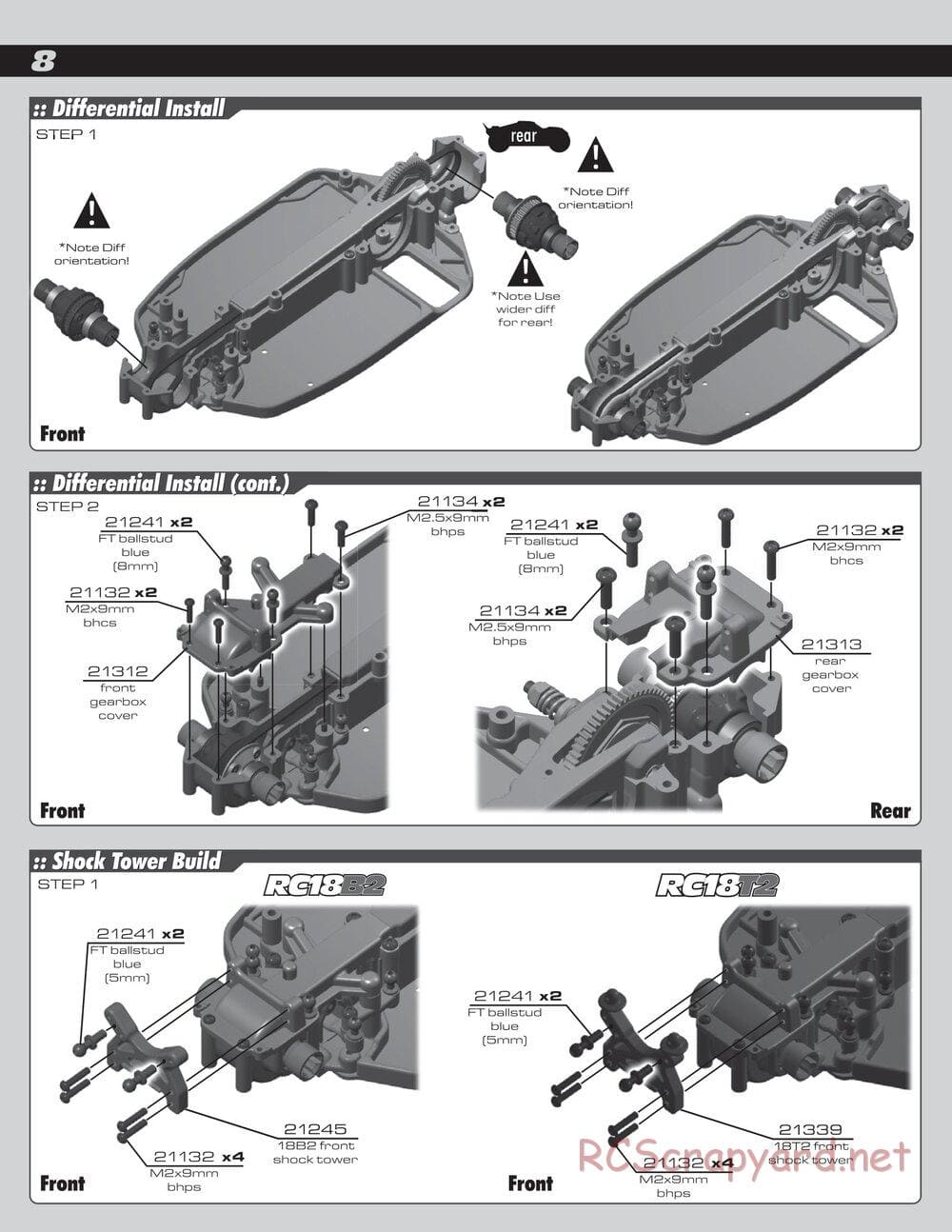 Team Associated - RC18B2/T2 Team Kit - Manual - Page 8