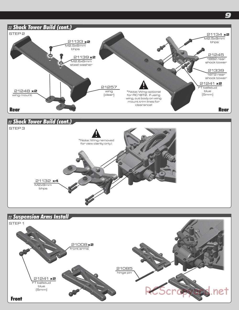 Team Associated - RC18B2/T2 Team Kit - Manual - Page 9