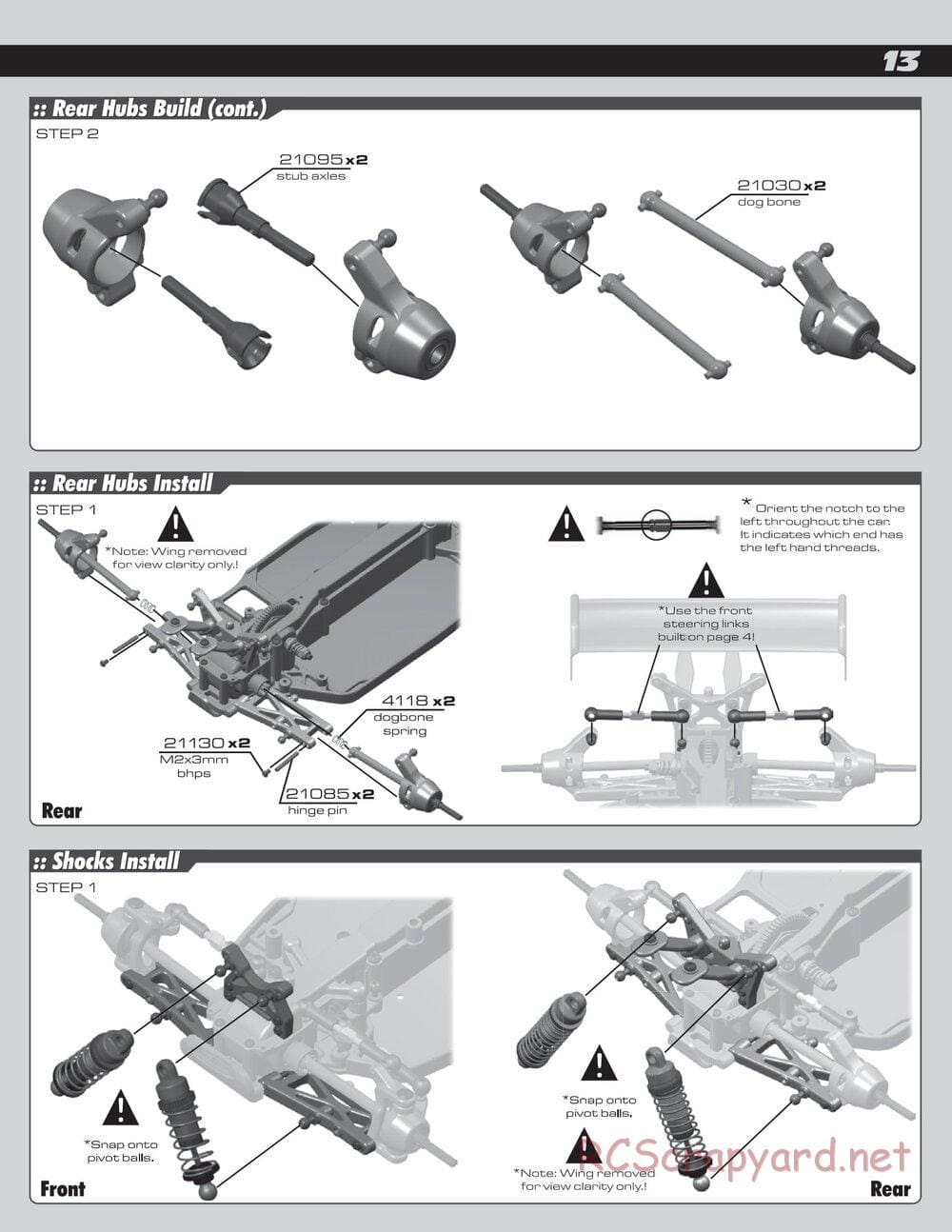 Team Associated - RC18B2/T2 Team Kit - Manual - Page 13