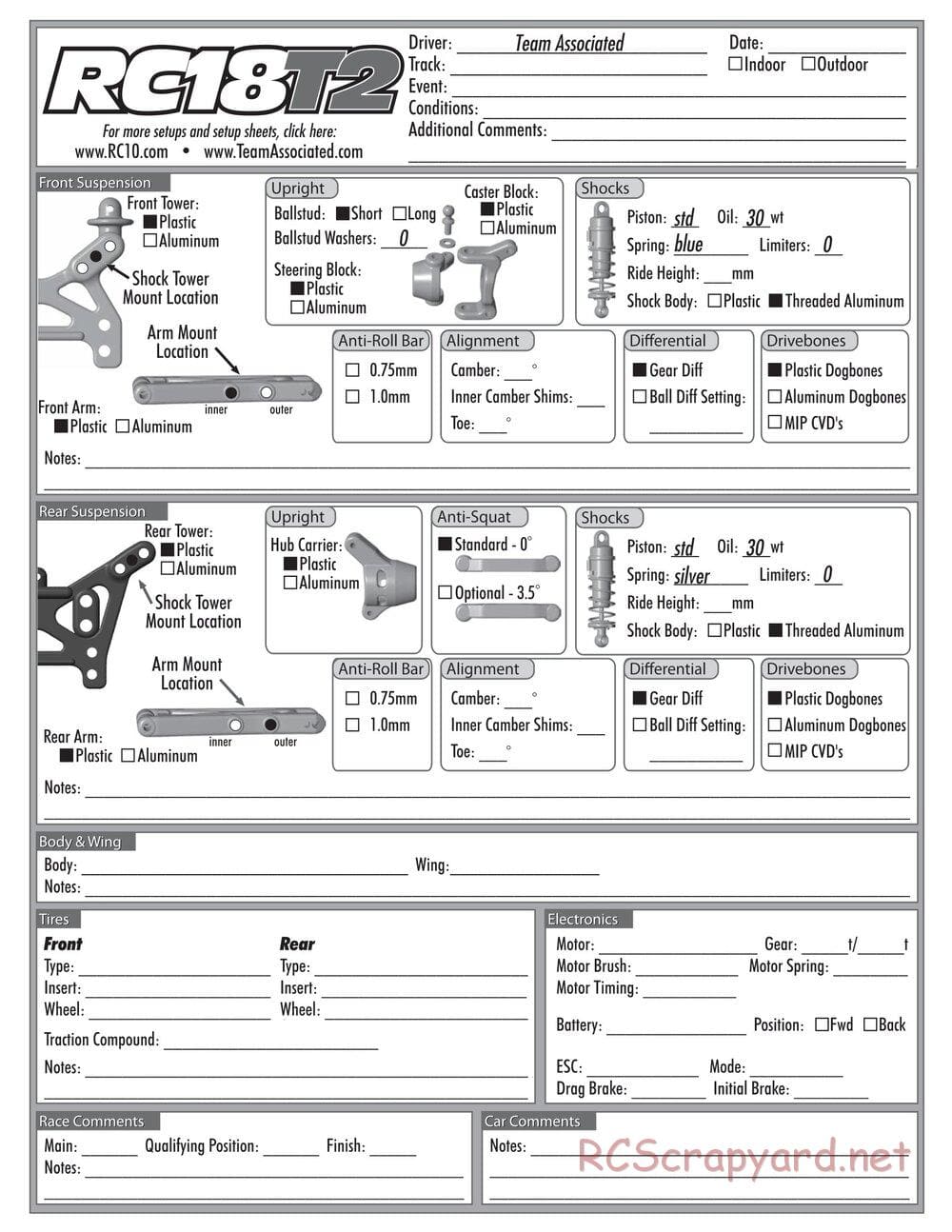 Team Associated - RC18B2/T2 Team Kit - Manual - Page 27