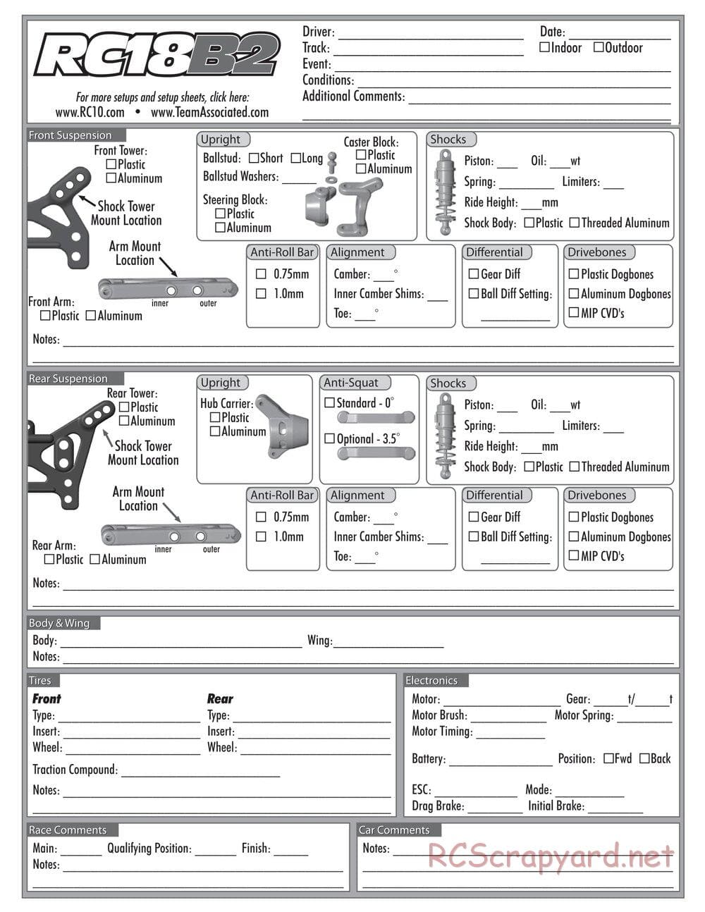 Team Associated - RC18B2/T2 Team Kit - Manual - Page 29