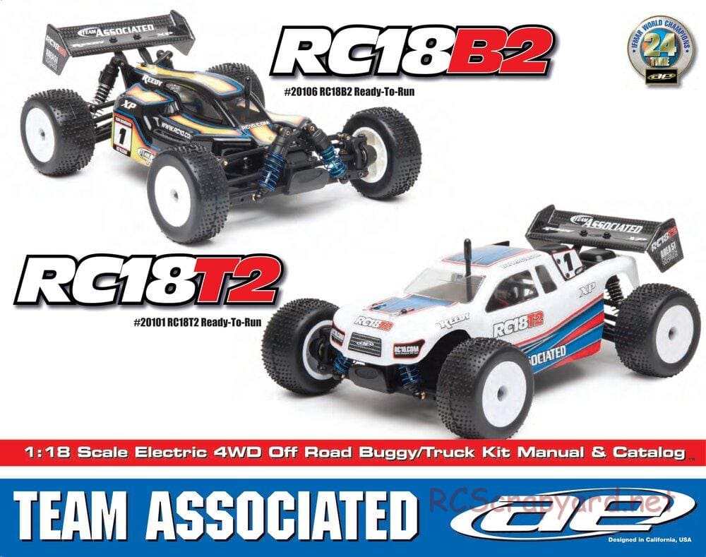Team Associated - RC18T2 - Manual - Page 1