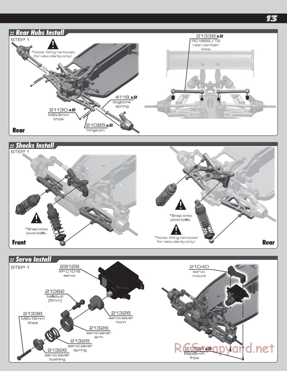 Team Associated - RC18B2 - Manual - Page 13