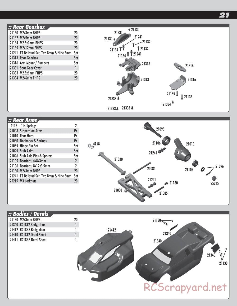 Team Associated - RC18T2 - Manual - Page 21