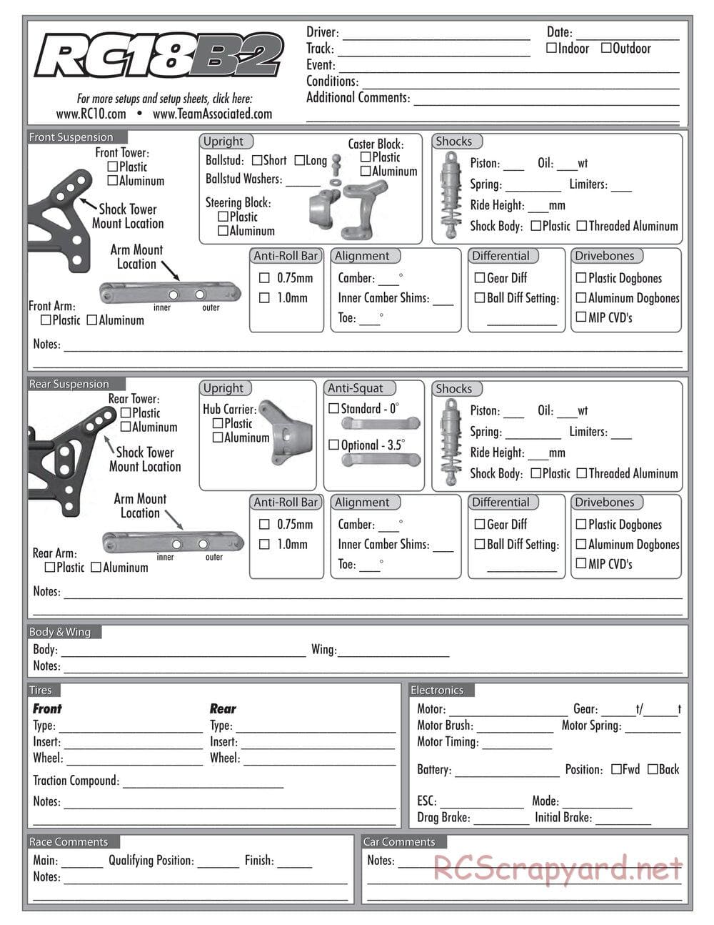 Team Associated - RC18B2 - Manual - Page 29