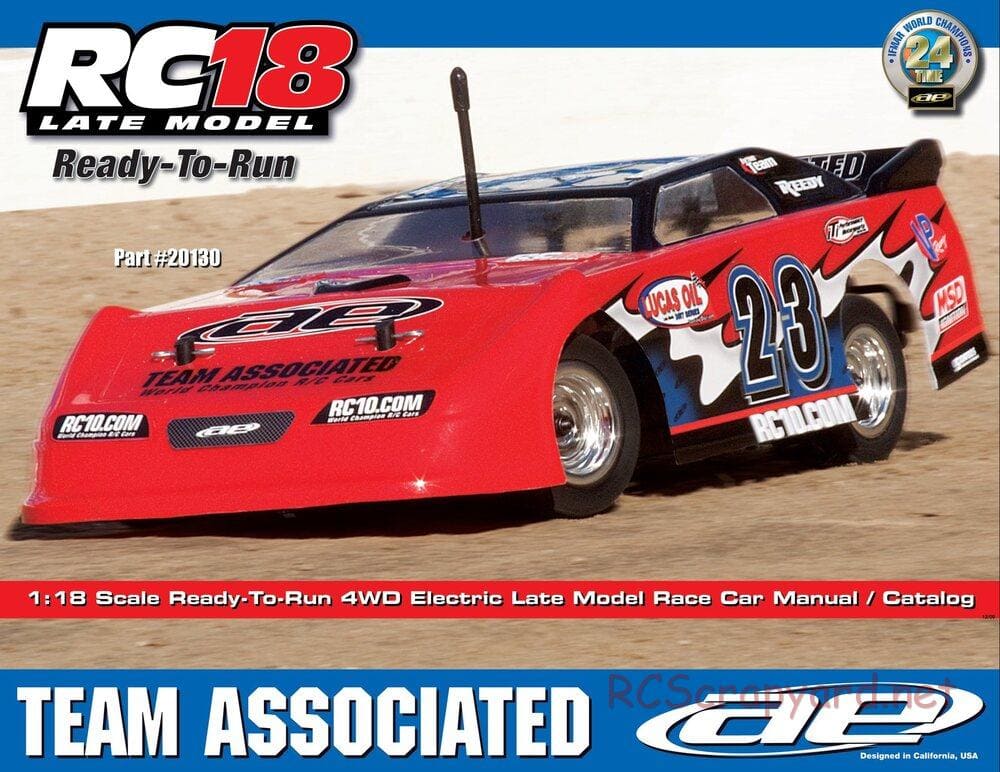 Team Associated - RC18 Late Model RTR - Manual - Page 1