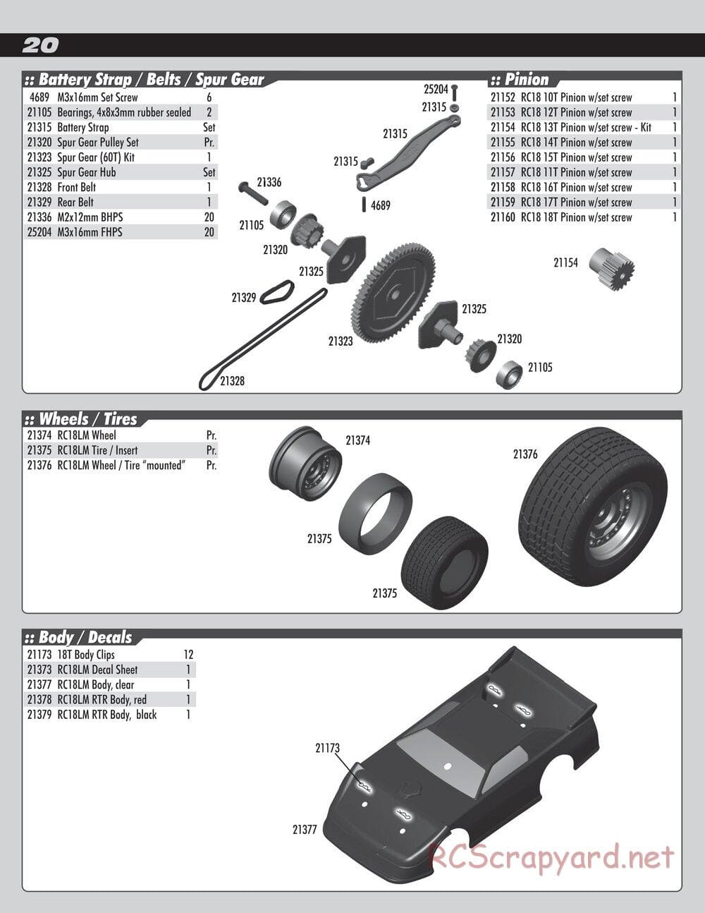 Team Associated - RC18 Late Model RTR - Manual - Page 20