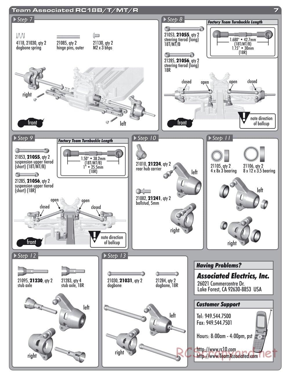 Team Associated - RC18 - Manual - Page 7