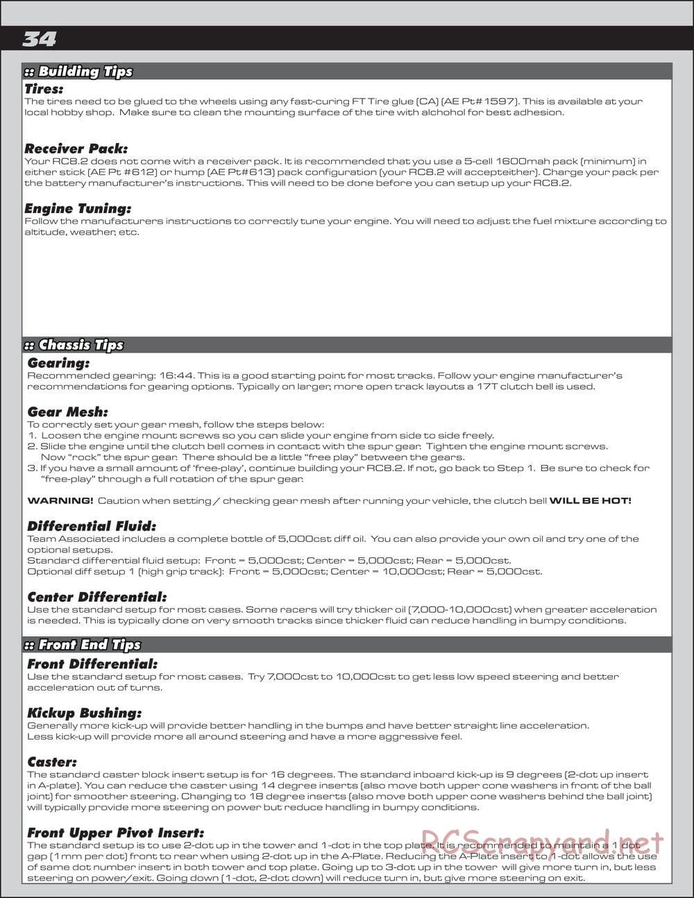 Team Associated - RC8.2 RS RTR - Manual - Page 34