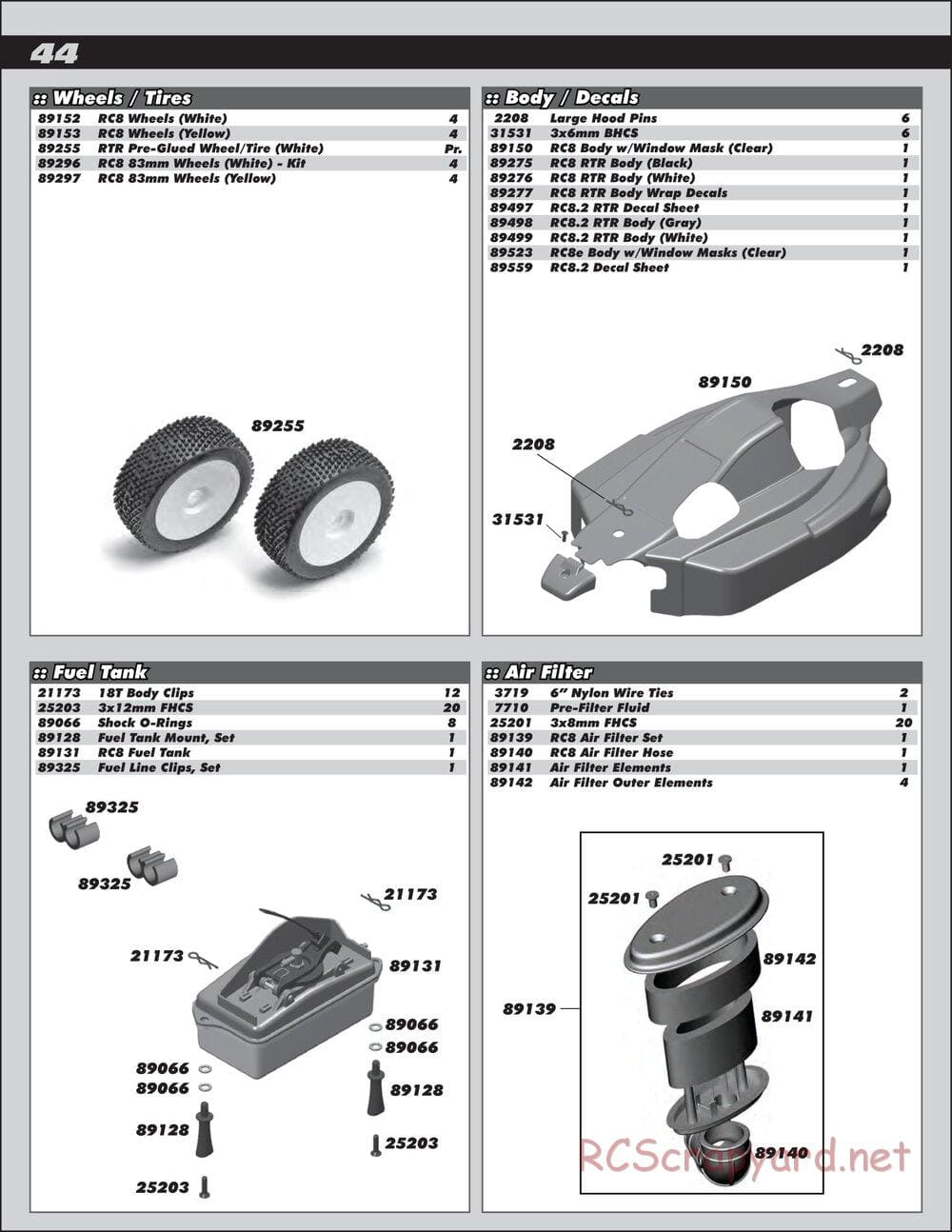 Team Associated - RC8.2 RS RTR - Manual - Page 44