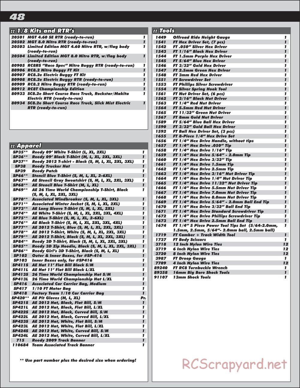 Team Associated - RC8.2 RS RTR - Manual - Page 48