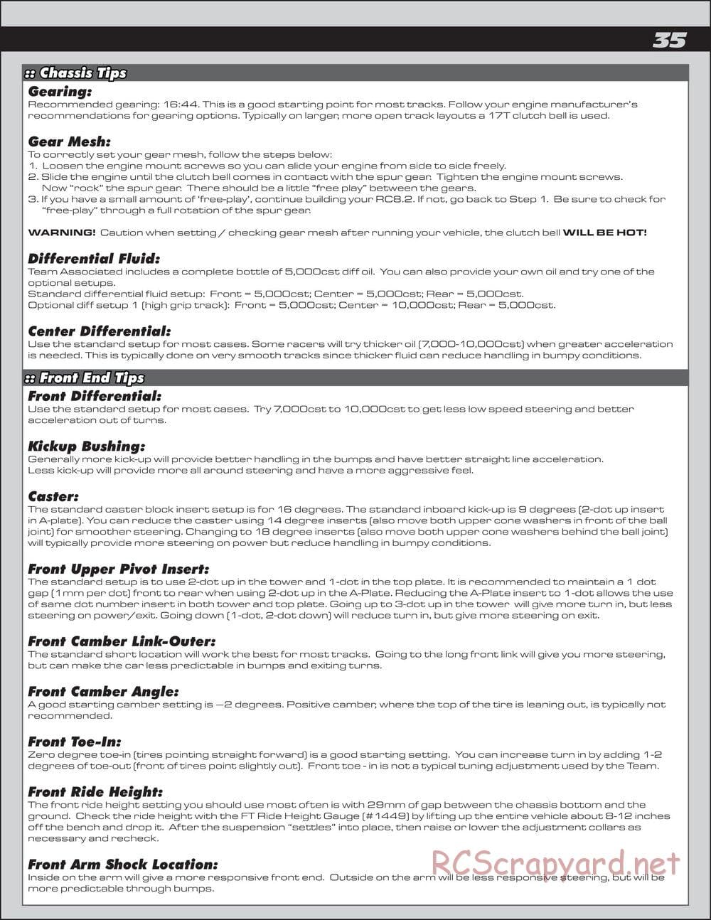 Team Associated - RC8.2 Factory Team - Manual - Page 35