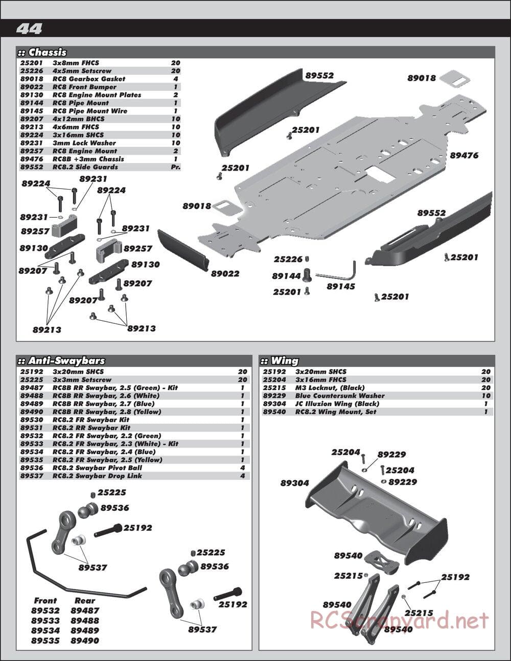 Team Associated - RC8.2 Factory Team - Manual - Page 44