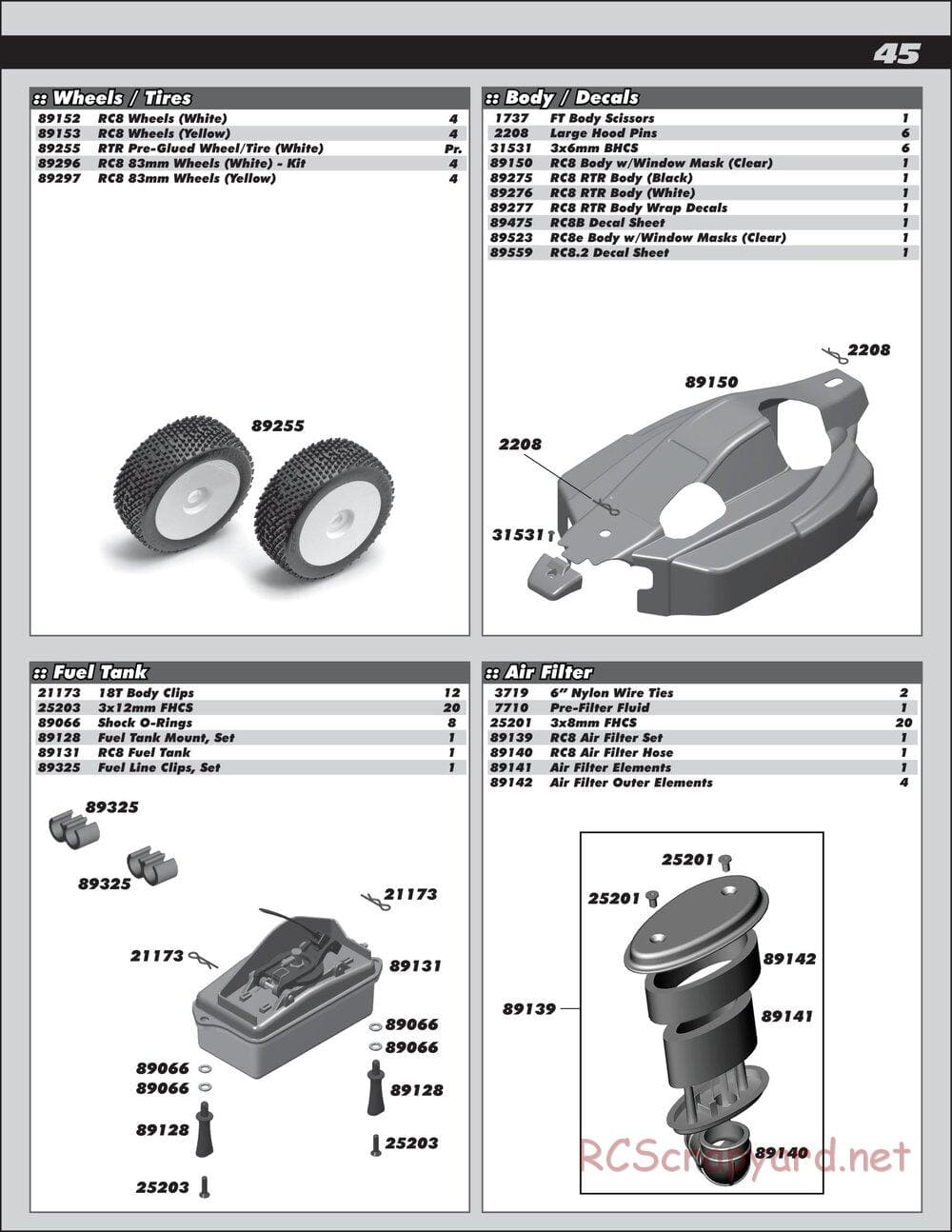 Team Associated - RC8.2 Factory Team - Manual - Page 45