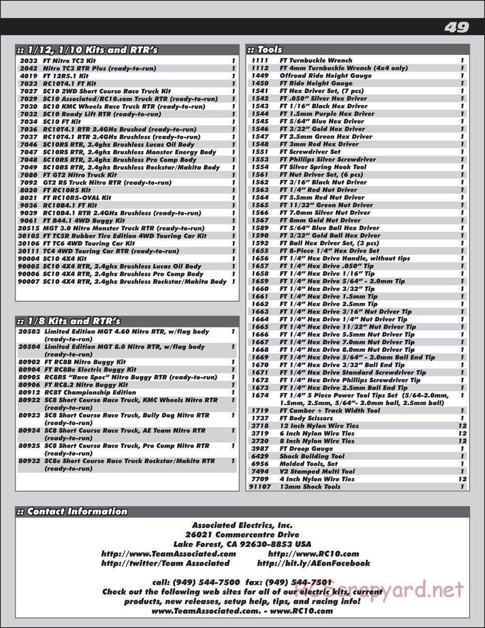 Team Associated - RC8.2 Factory Team - Manual - Page 49