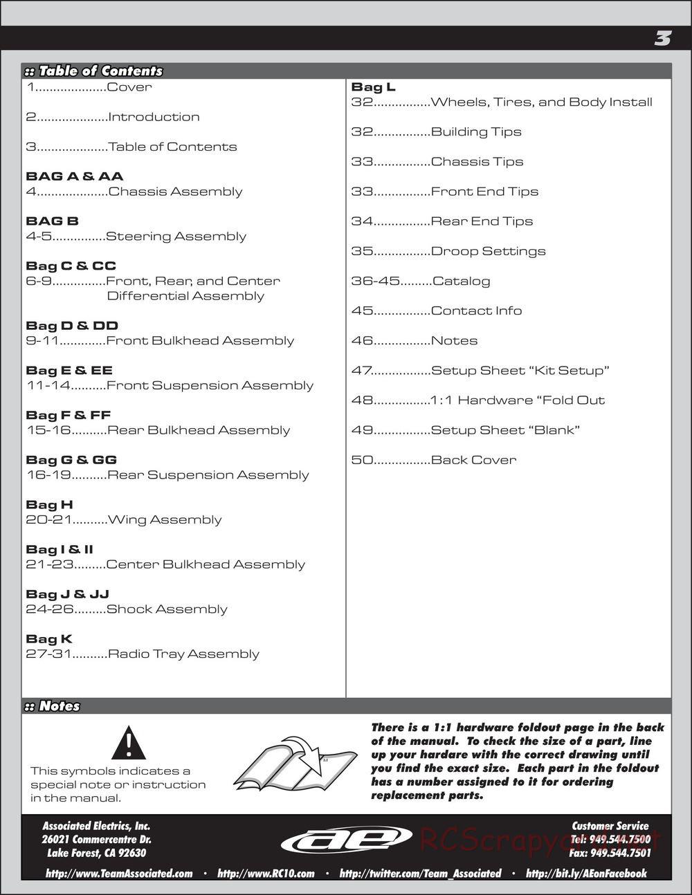 Team Associated - RC8.2e Factory Team - Manual - Page 3
