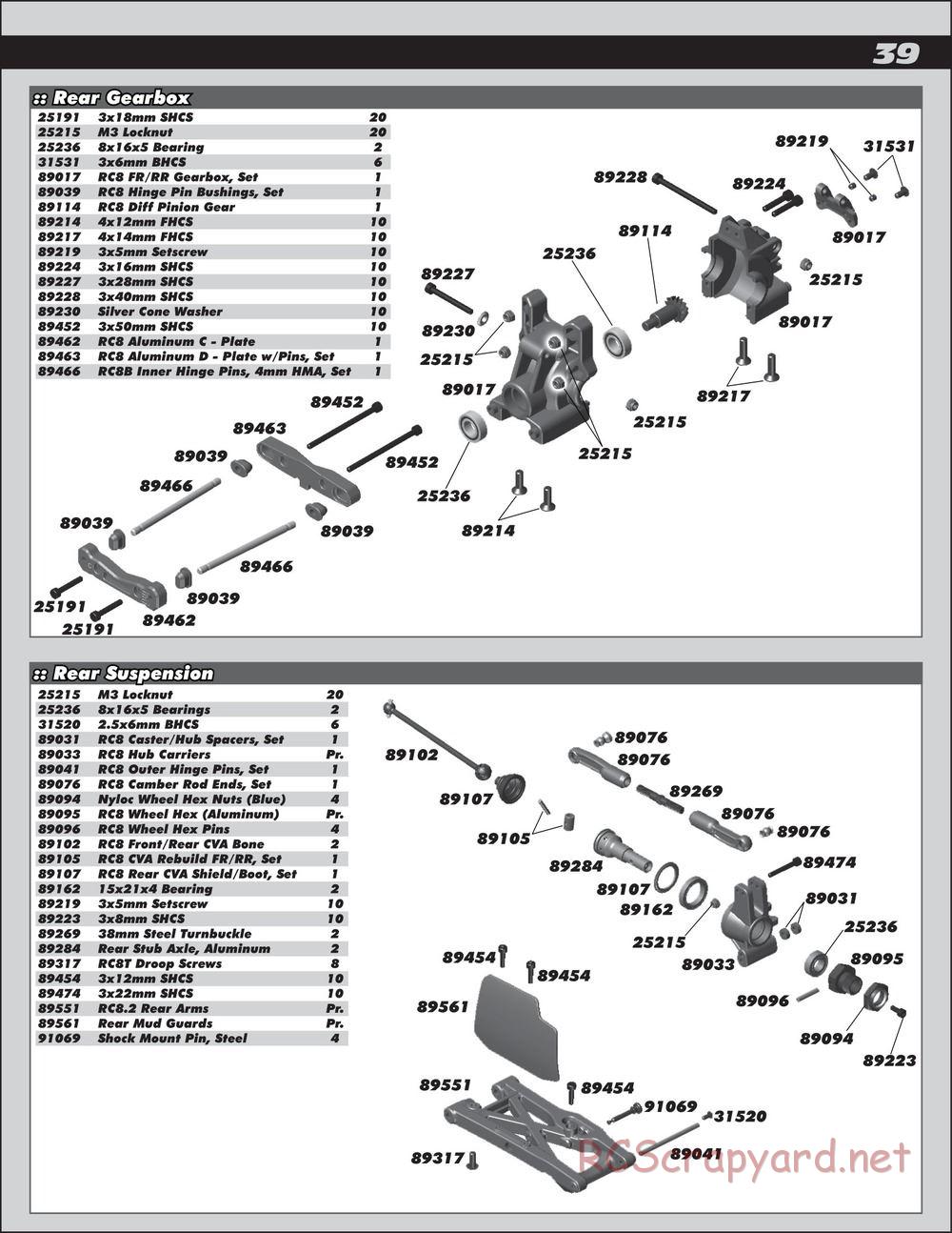 Team Associated - RC8.2e Factory Team - Manual - Page 39