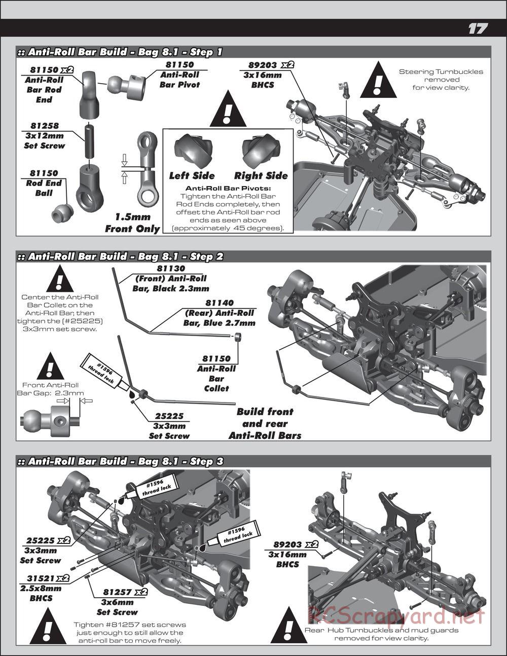 Team Associated - RC8B3.1e Team - Manual - Page 17