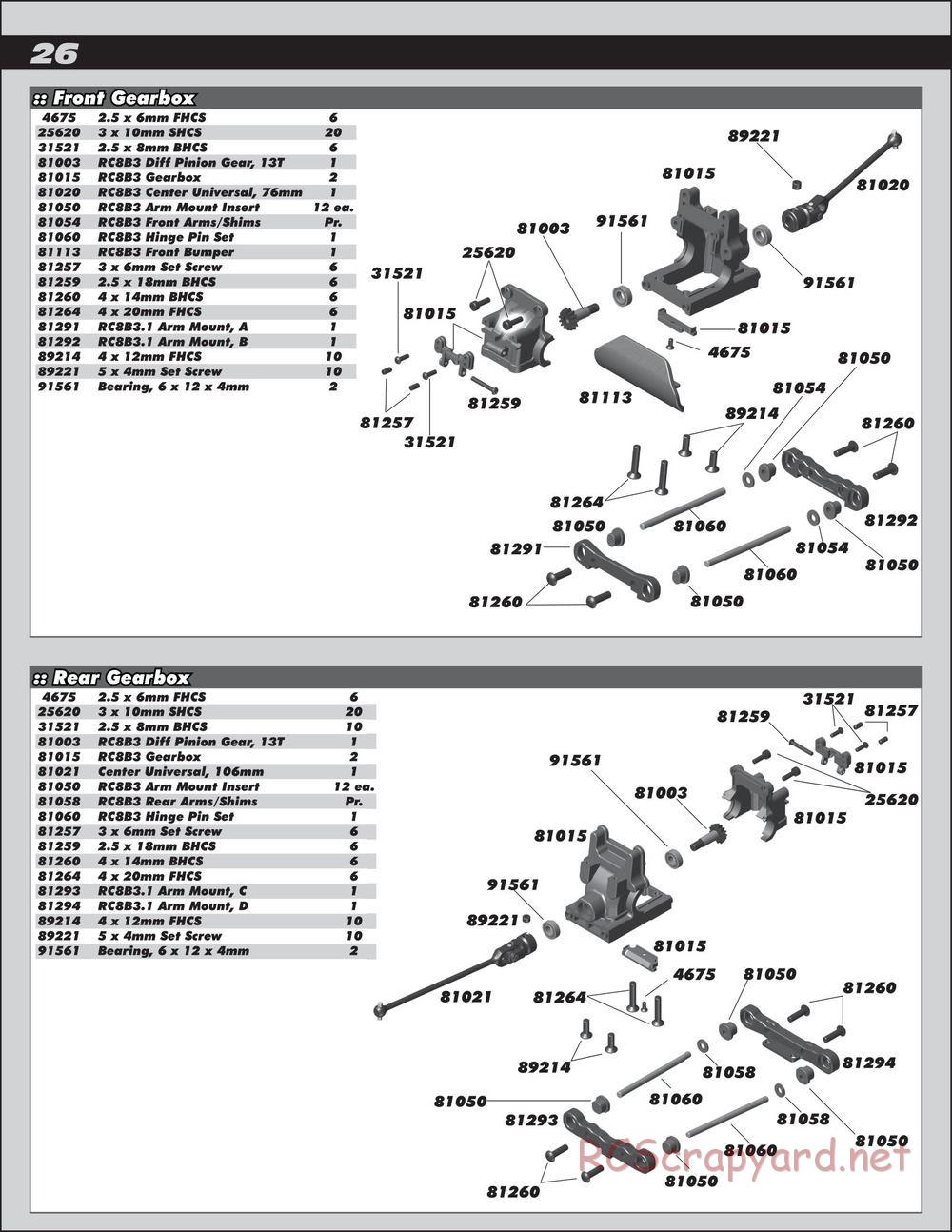 Team Associated - RC8B3.1e Team - Manual - Page 26