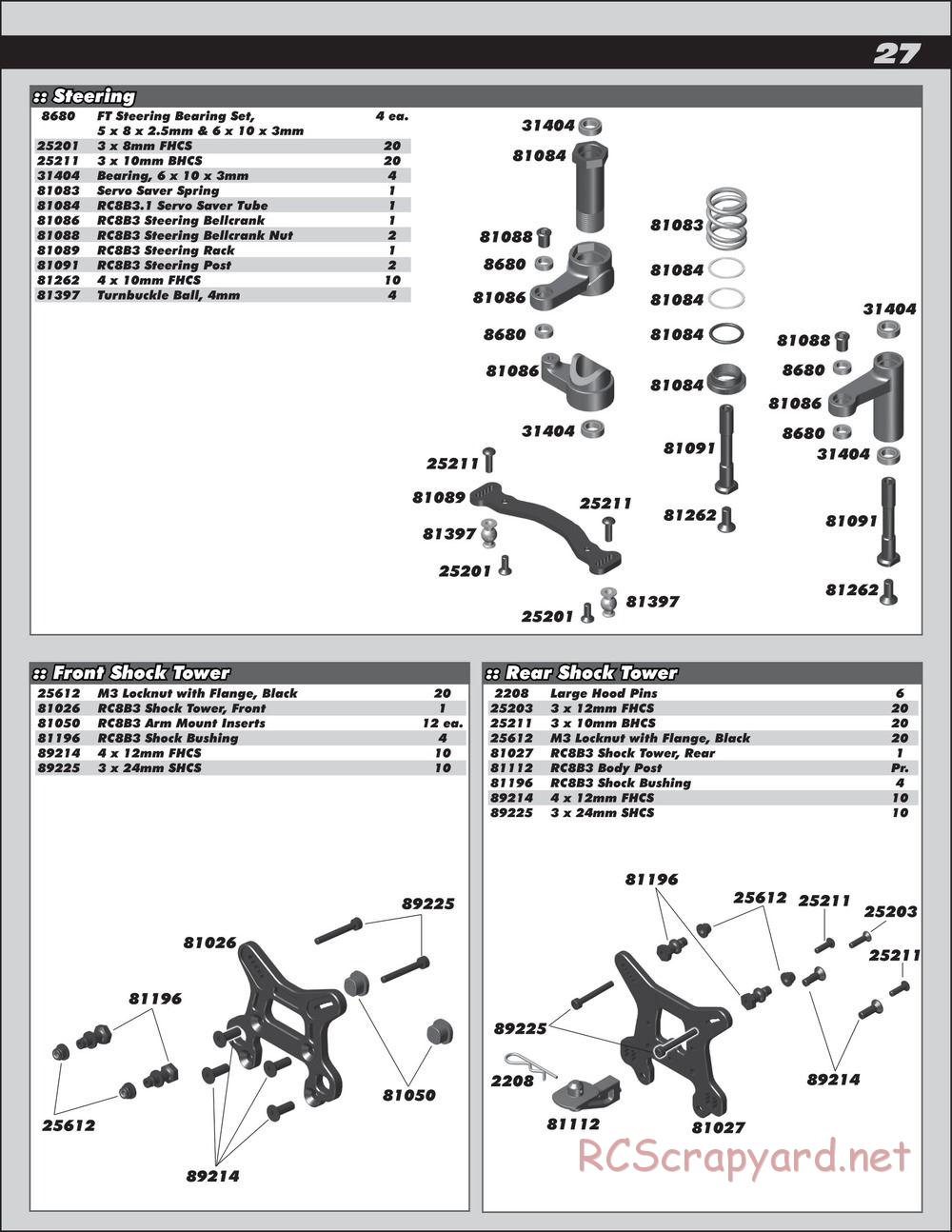 Team Associated - RC8B3.1e Team - Manual - Page 27