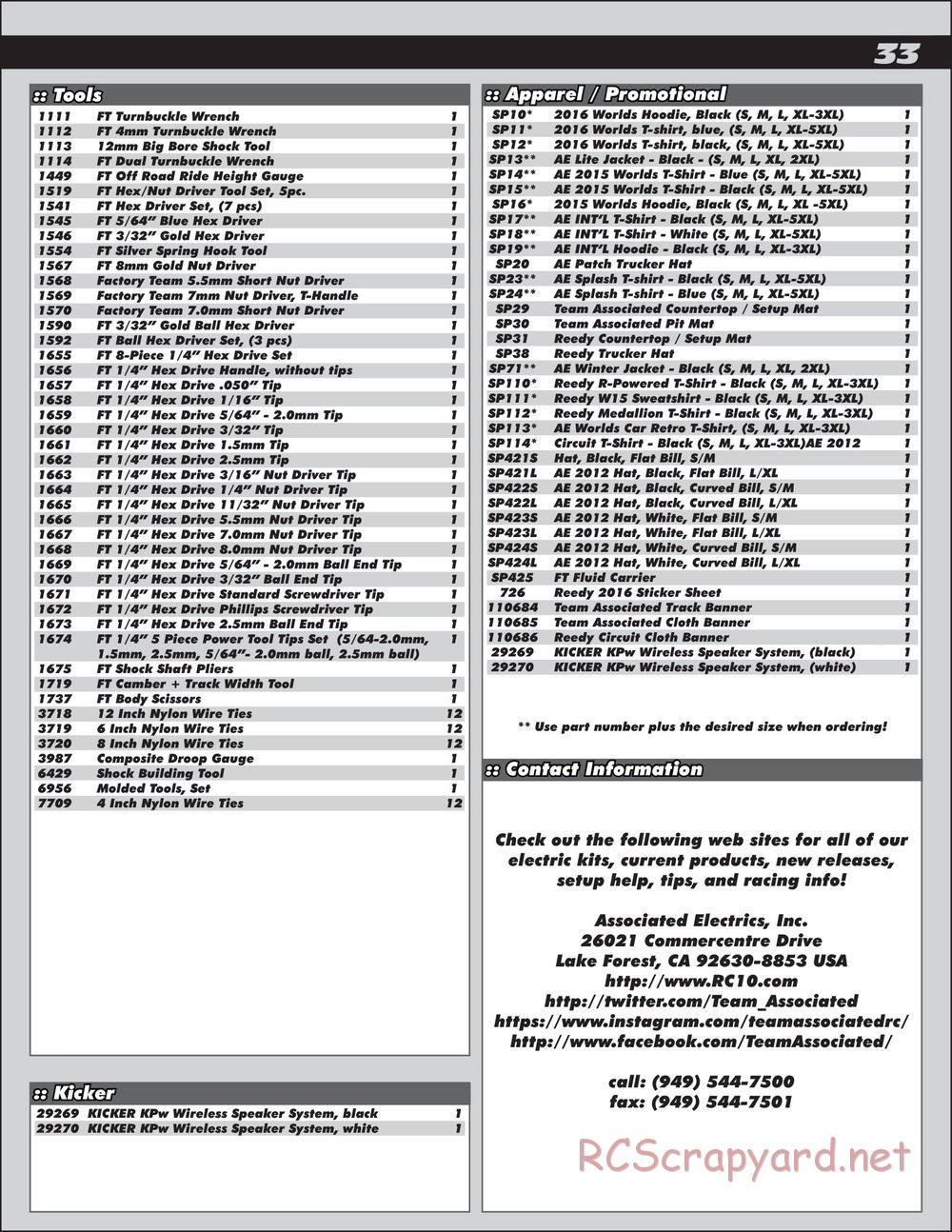 Team Associated - RC8B3.1e Team - Manual - Page 33