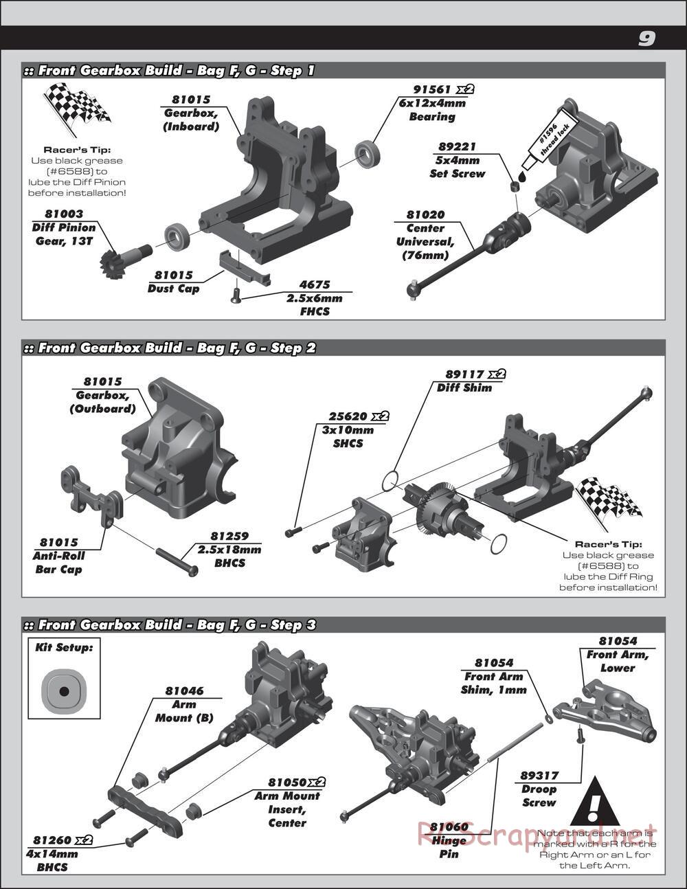 Team Associated - RC8B3e Team - Manual - Page 9