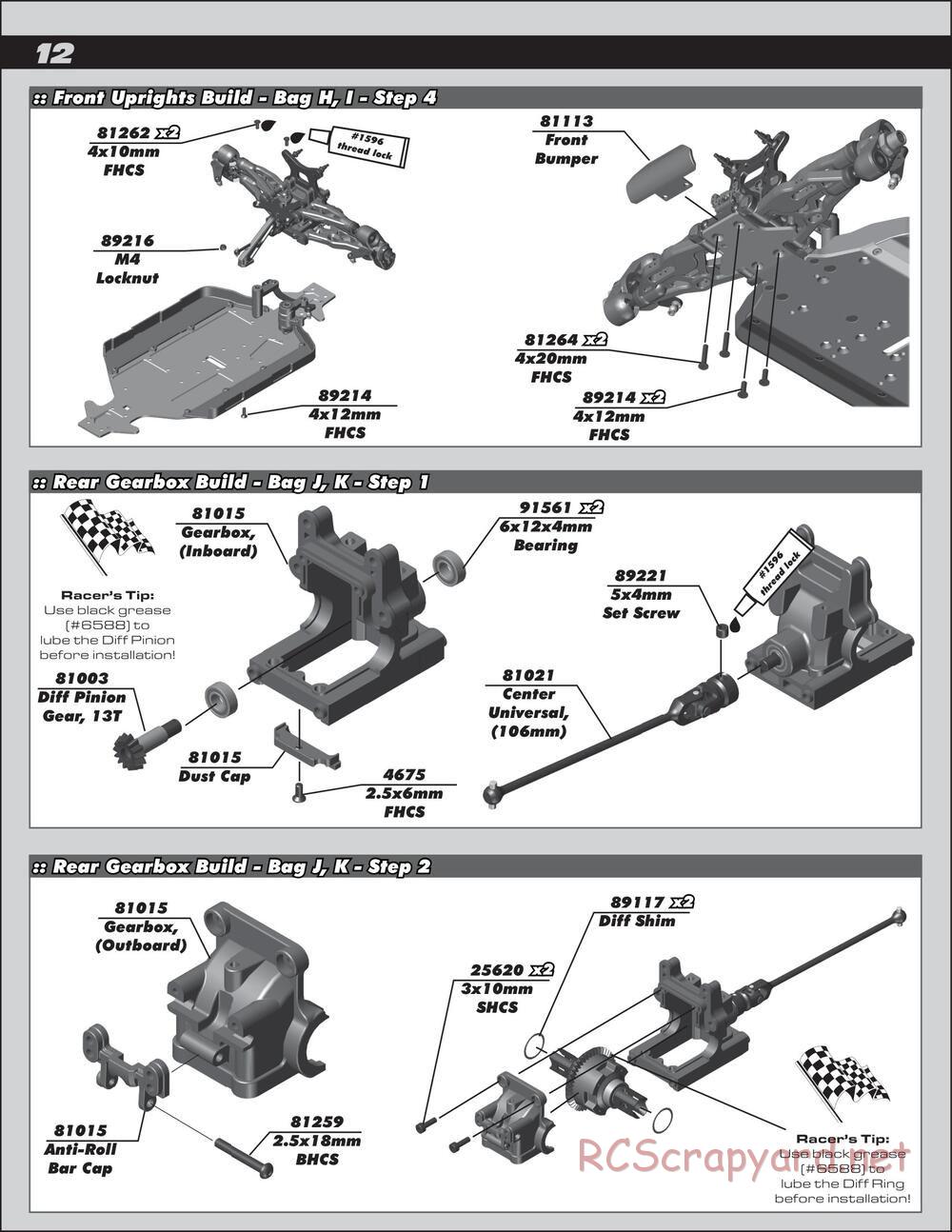 Team Associated - RC8B3e Team - Manual - Page 12