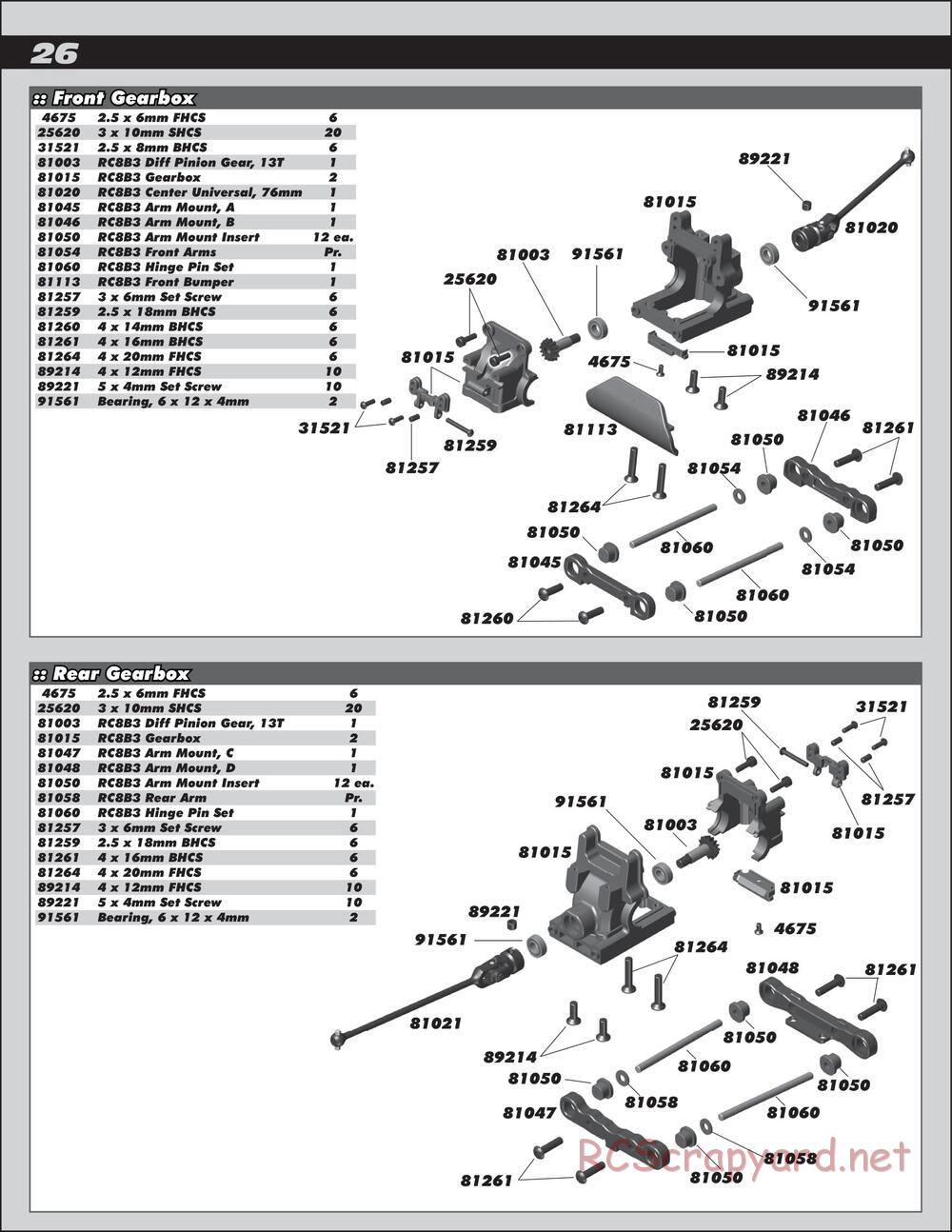 Team Associated - RC8B3e Team - Manual - Page 26