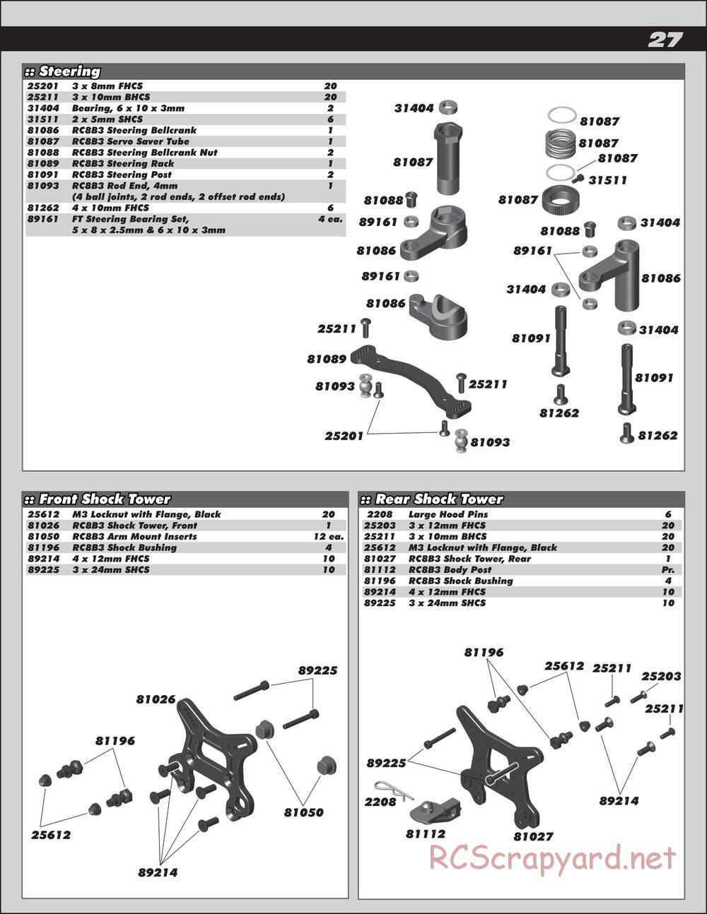 Team Associated - RC8B3e Team - Manual - Page 27