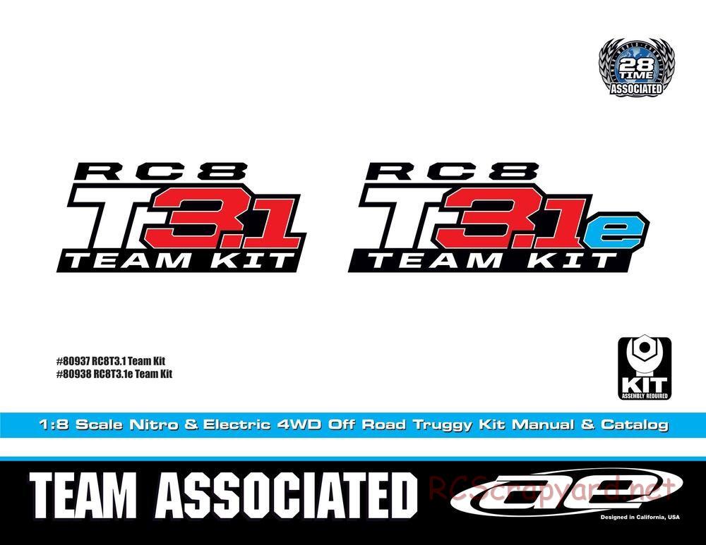 Team Associated - RC8T3.1e Team - Manual - Page 1