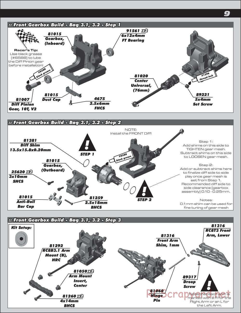 Team Associated - RC8T3.1e Team - Manual - Page 9