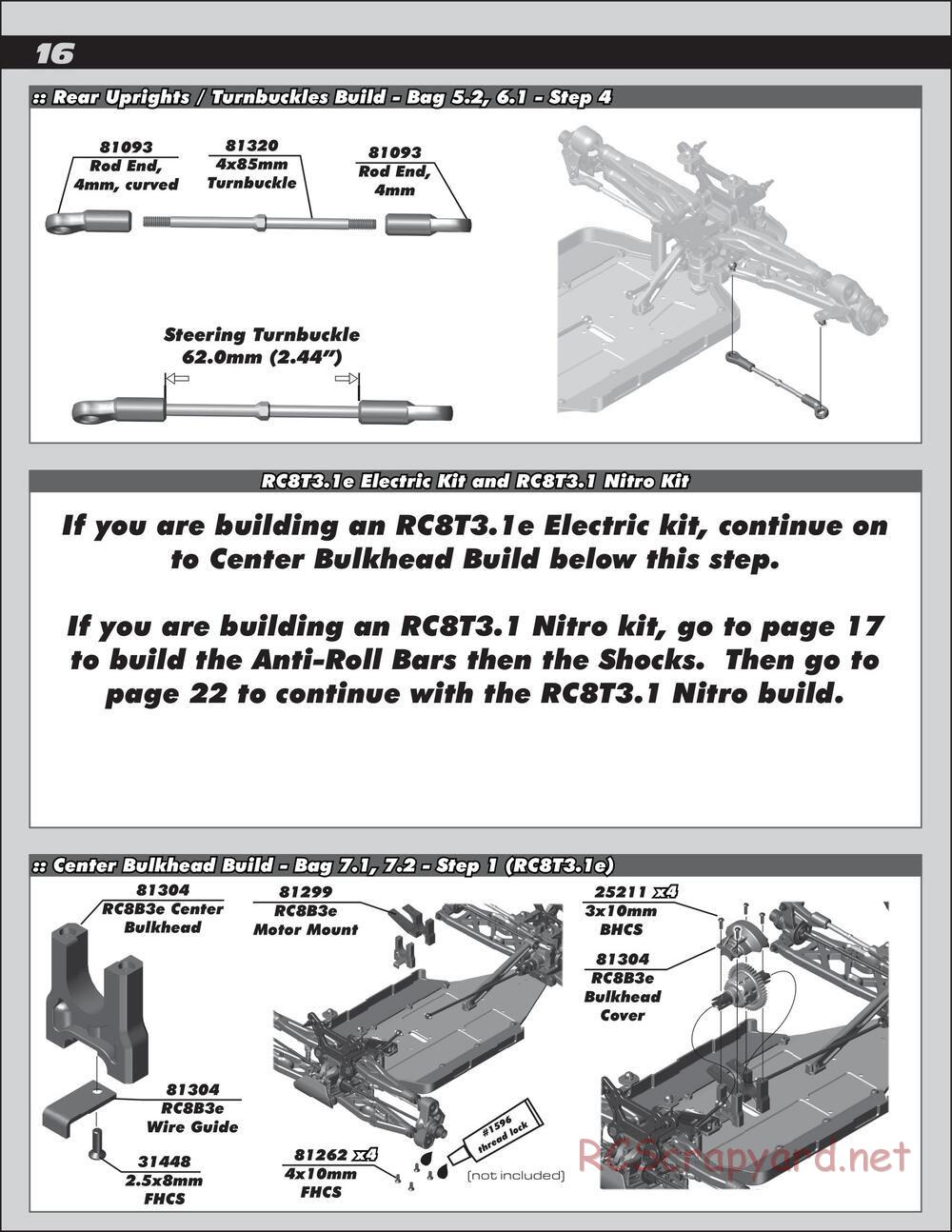 Team Associated - RC8T3.1e Team - Manual - Page 16