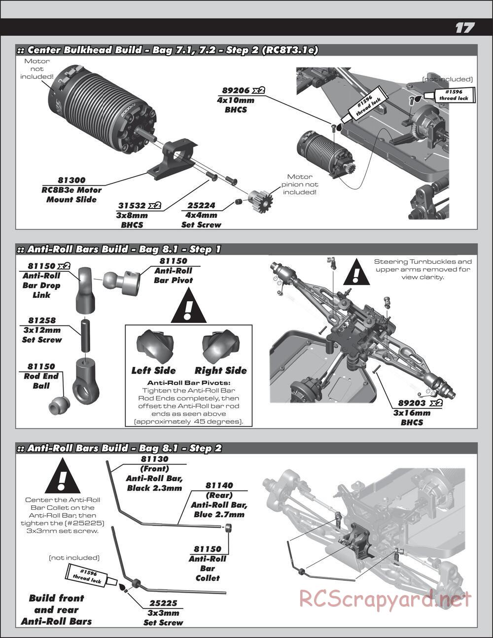 Team Associated - RC8T3.1e Team - Manual - Page 17