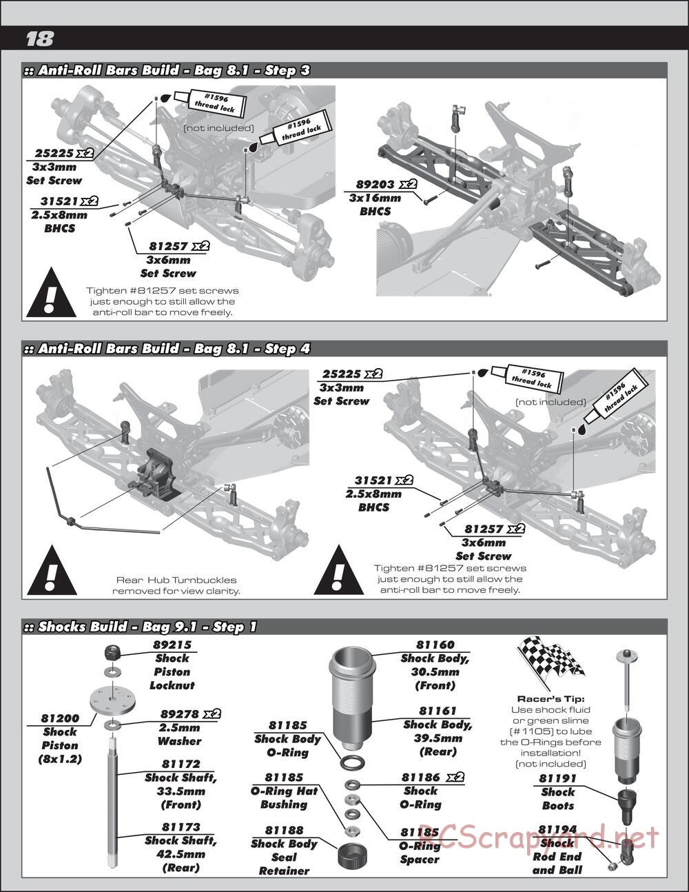 Team Associated - RC8T3.1e Team - Manual - Page 18