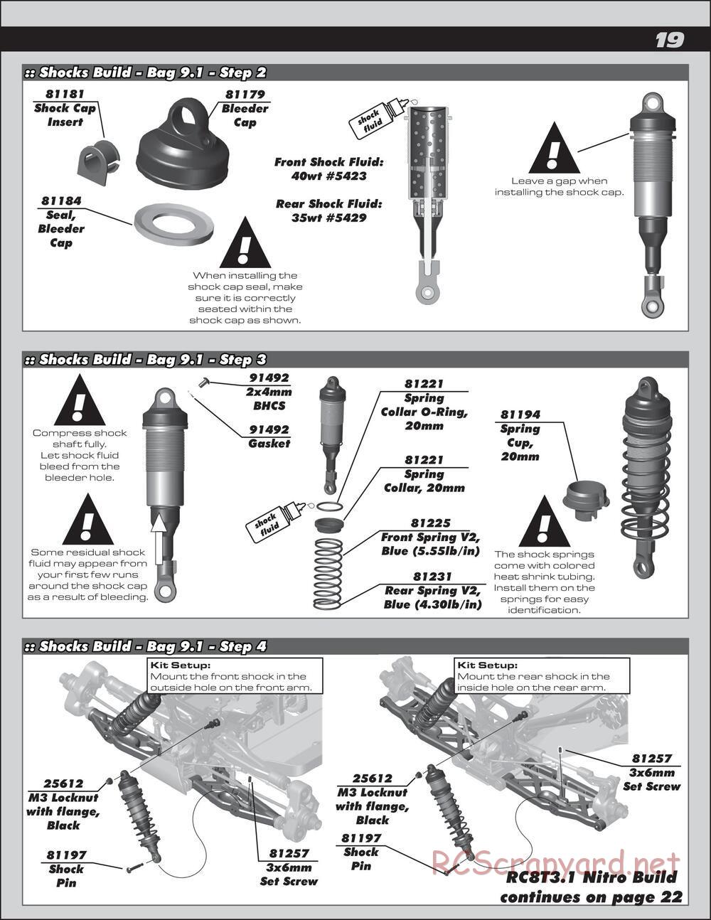 Team Associated - RC8T3.1e Team - Manual - Page 19