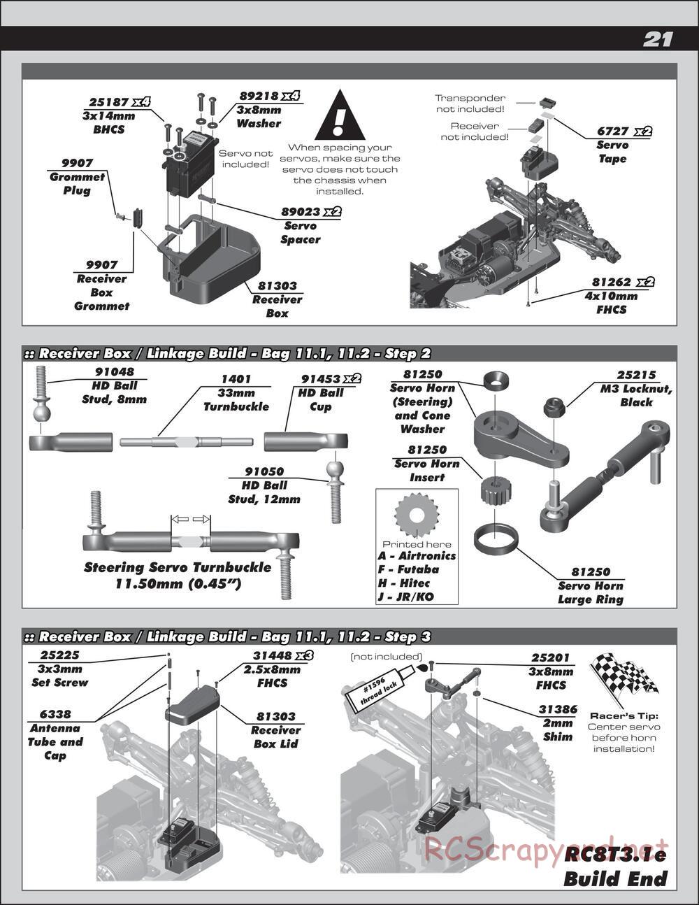 Team Associated - RC8T3.1e Team - Manual - Page 21