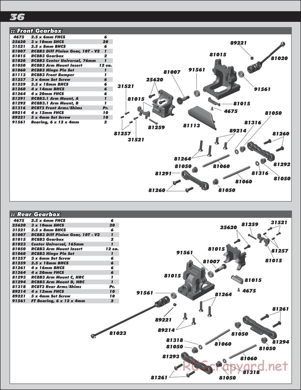 Team Associated - RC8T3.1e Team - Manual - Page 36