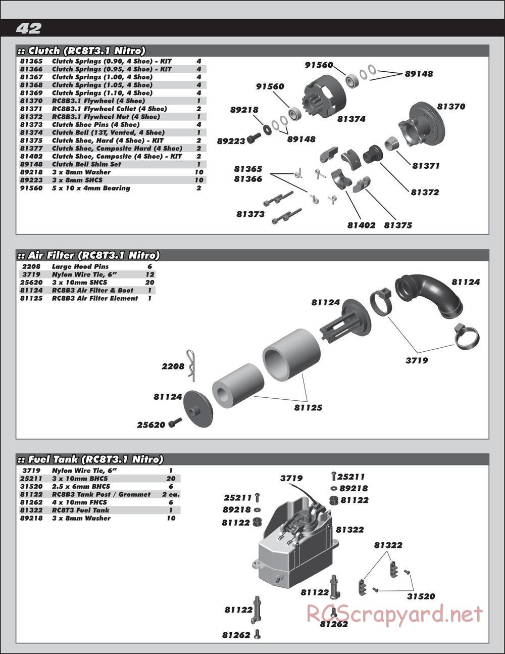 Team Associated - RC8T3.1e Team - Manual - Page 42