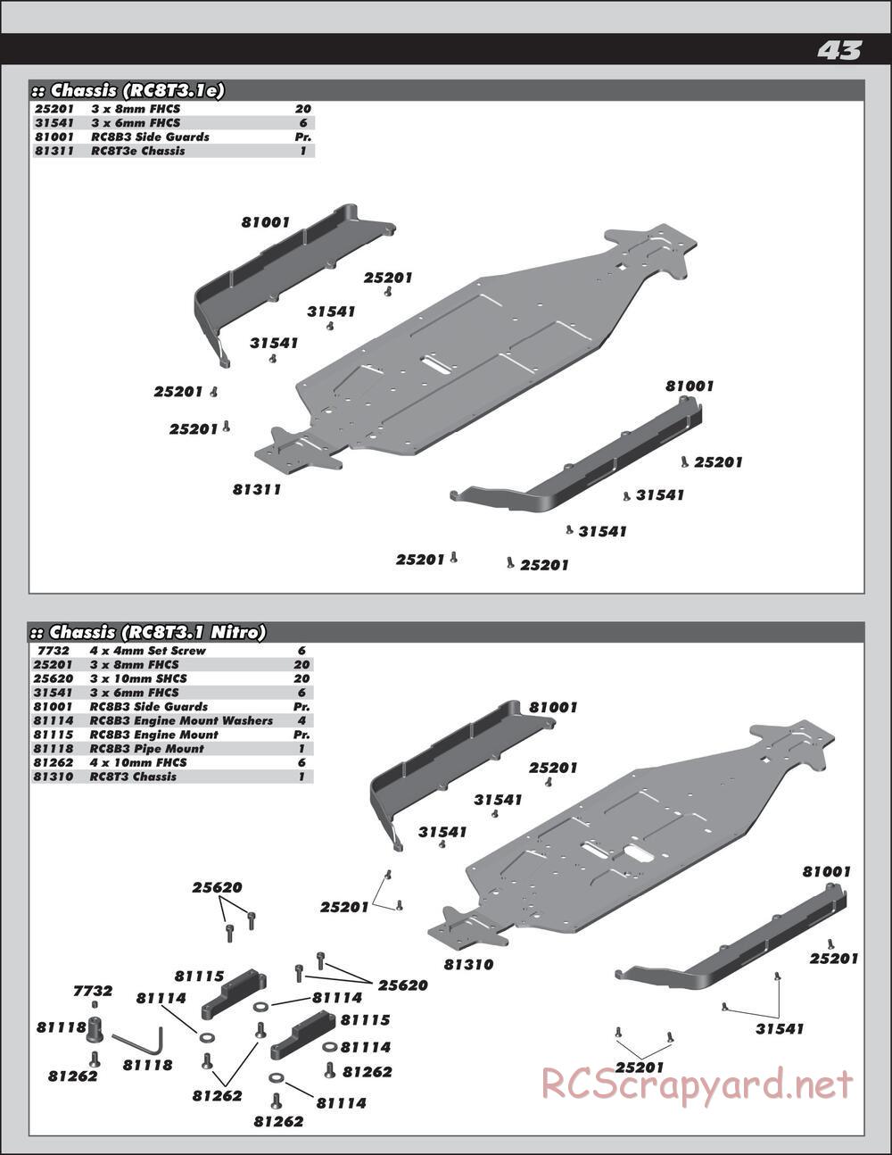 Team Associated - RC8T3.1e Team - Manual - Page 43