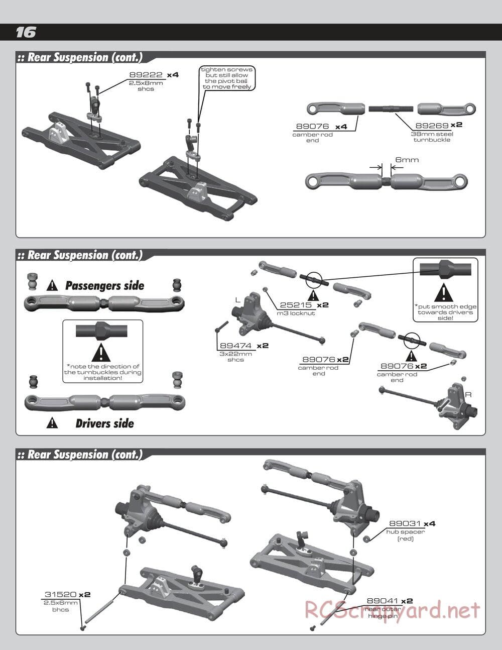 Team Associated - RC8B Factory Team - Manual - Page 16