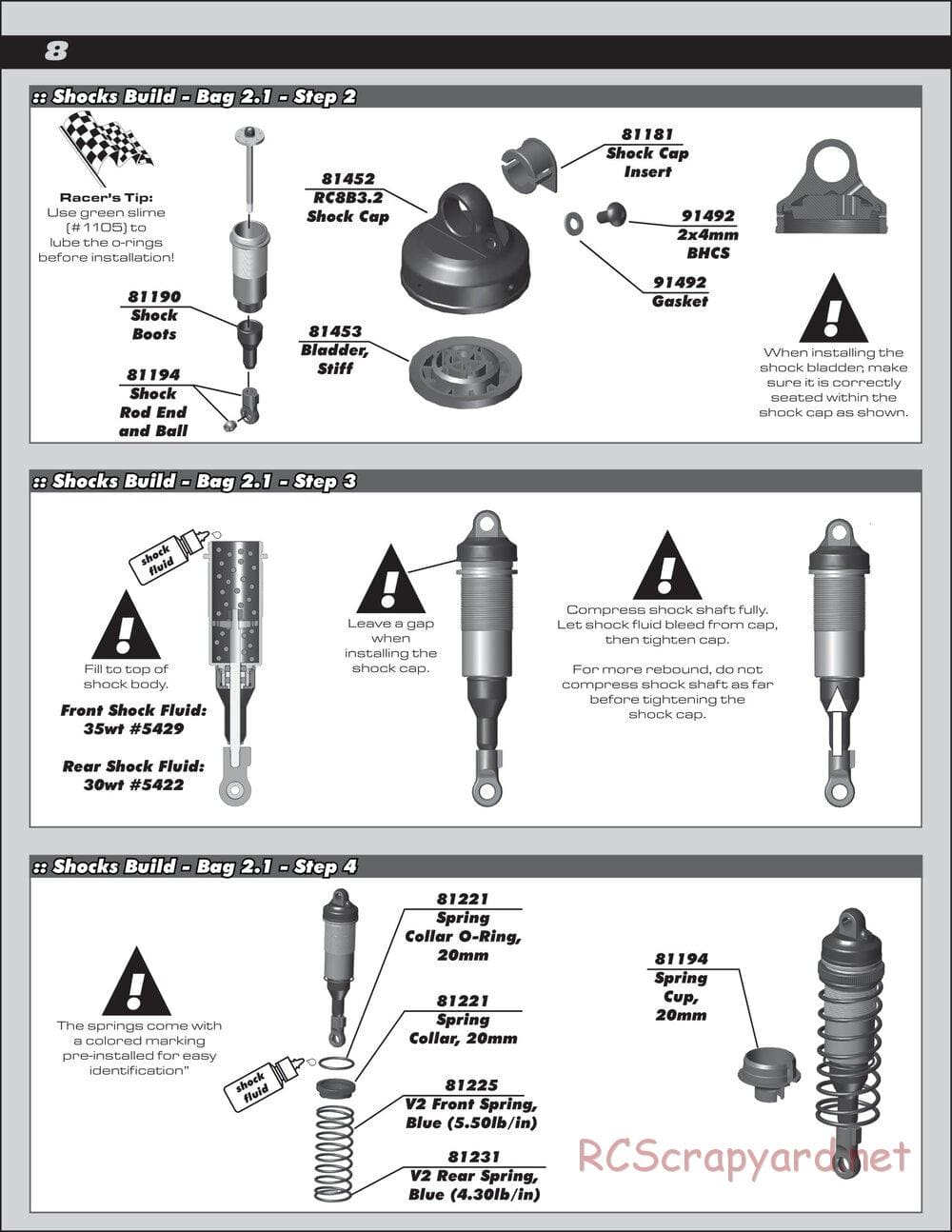 Team Associated - RC8B3.2 Team - Manual - Page 8